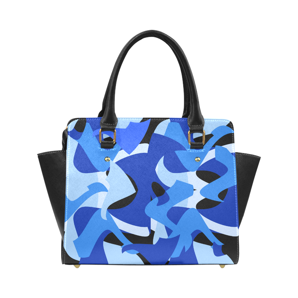 A201 Abstract Shades of Blue and Black Classic Shoulder Handbag (Model 1653)