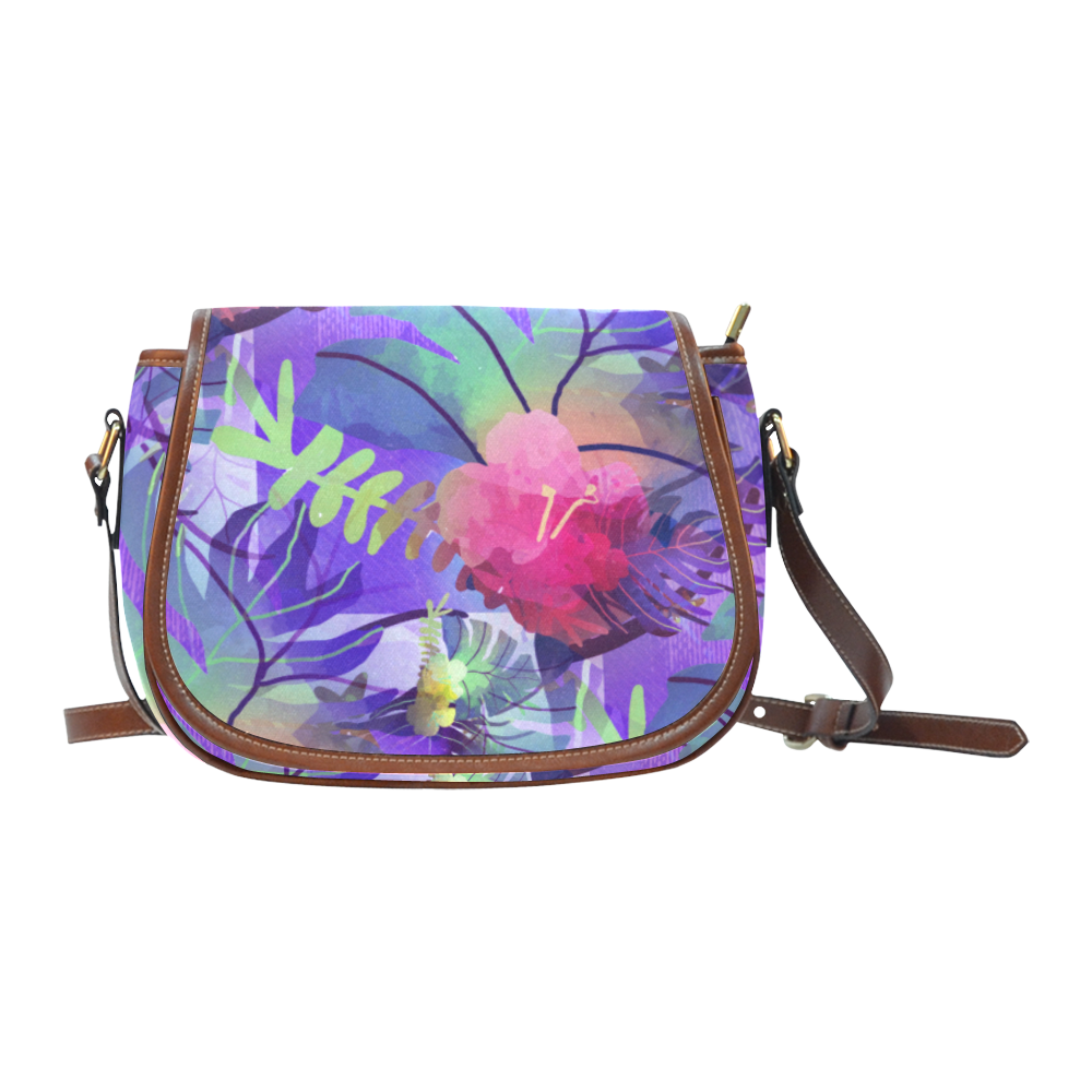 Purple Tropics Saddle Bag/Large (Model 1649)