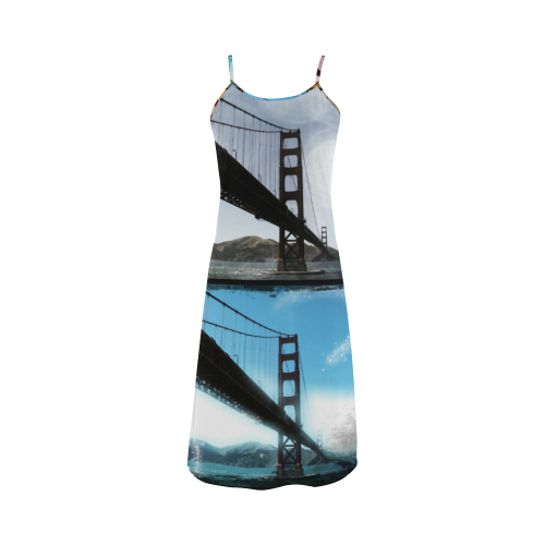 Golden Gate Bridge Collage Alcestis Slip Dress (Model D05)