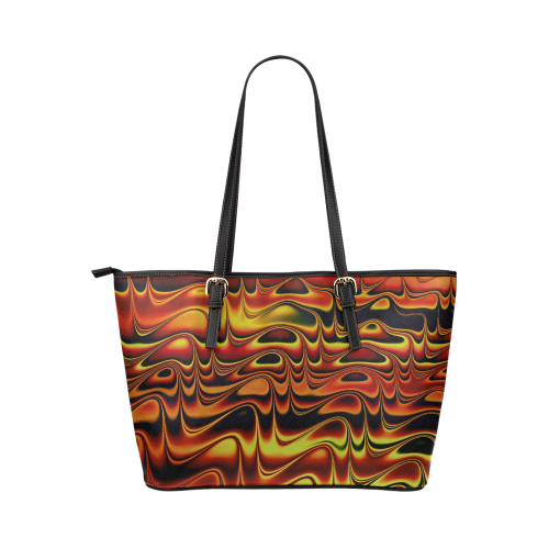 Firery Stripes Leather Tote Bag/Large (Model 1651)