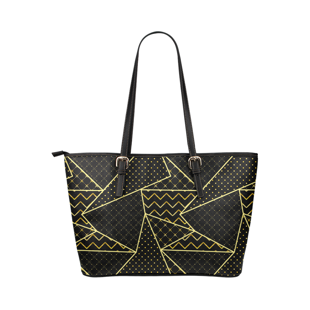 Golden Quilted Pattern Leather Tote Bag/Small (Model 1651)