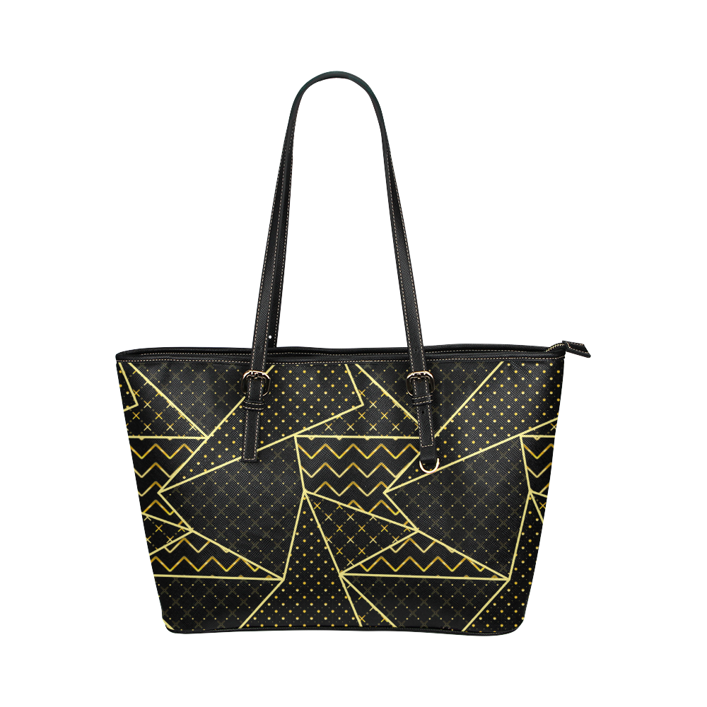 Golden Quilted Pattern Leather Tote Bag/Small (Model 1651)
