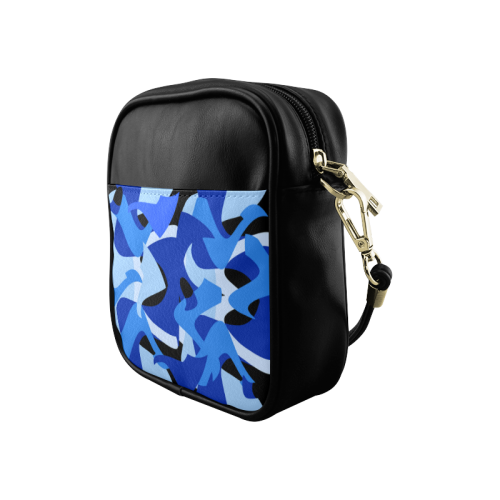 A201 Abstract Shades of Blue and Black Sling Bag (Model 1627)