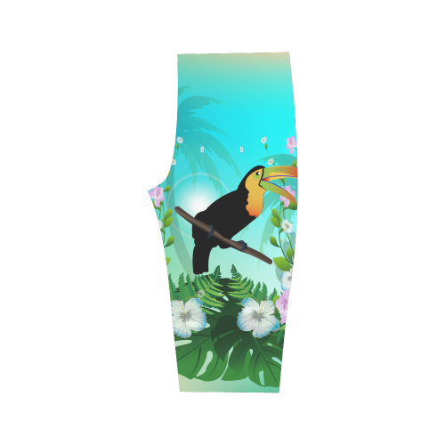 Cute toucan with flowers Hestia Cropped Leggings (Model L03)