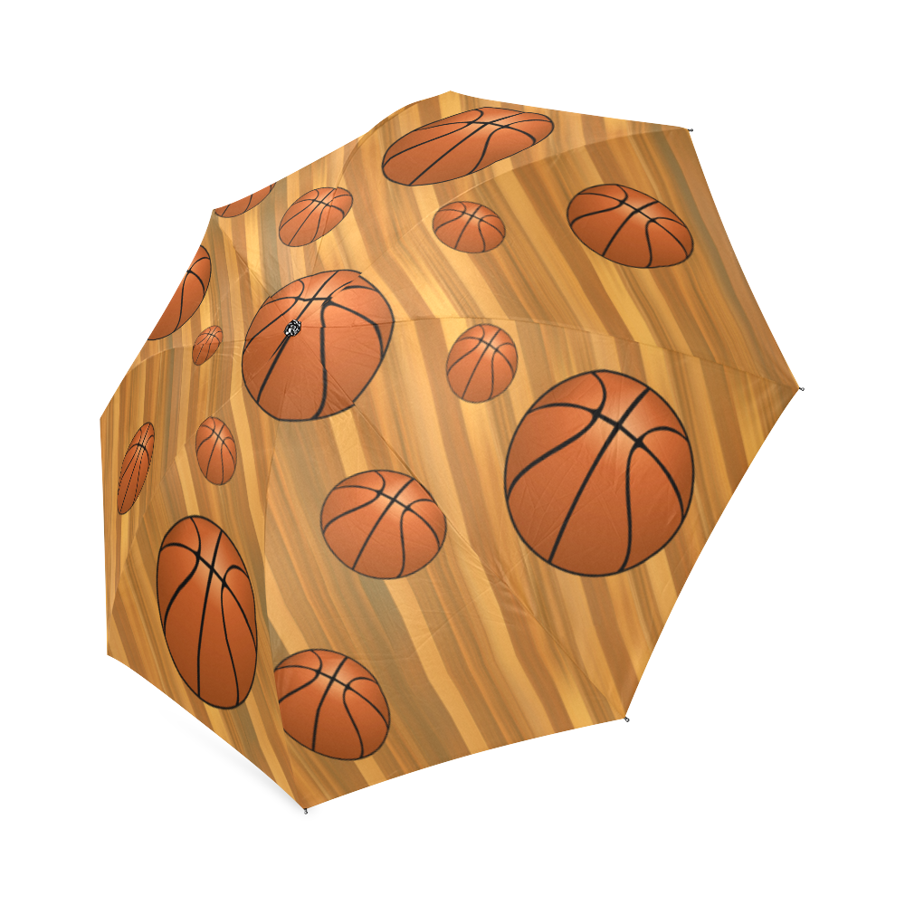 Basketballs with Wood Background Foldable Umbrella (Model U01)