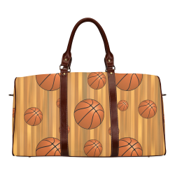 Basketballs with Wood Background Waterproof Travel Bag/Small (Model 1639)