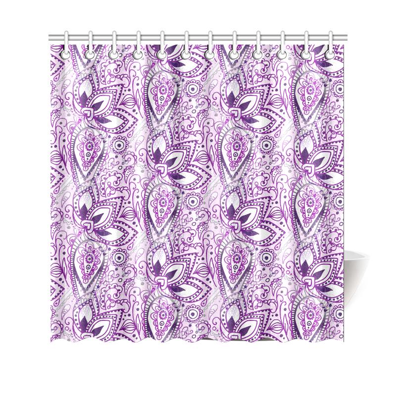 Purple Paisley Doodle Shower Curtain 69"x70"