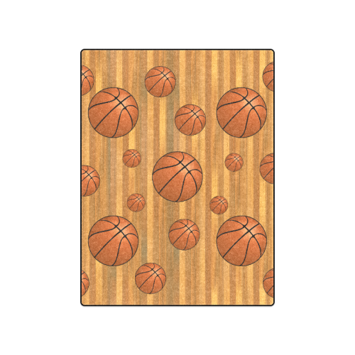 Basketballs with Wood Background Blanket 50"x60"