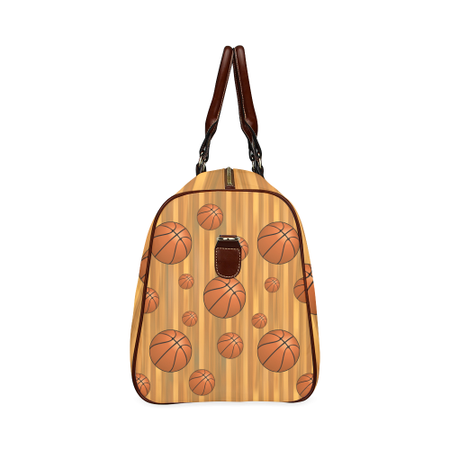 Basketballs with Wood Background Waterproof Travel Bag/Small (Model 1639)