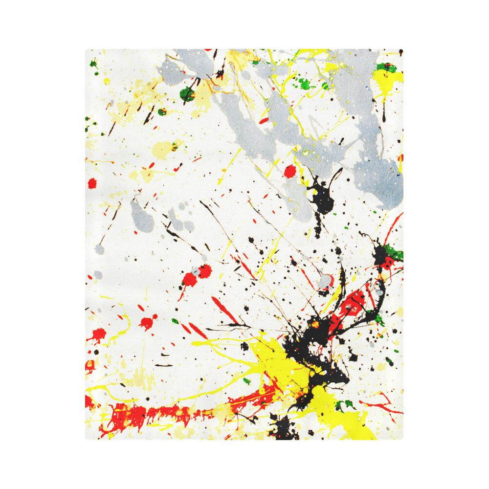 Yellow & Black Artists Paint Splatter Duvet Cover 86"x70" ( All-over-print)