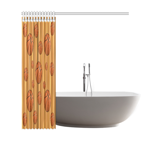 Basketballs with Wood Background Shower Curtain 69"x70"