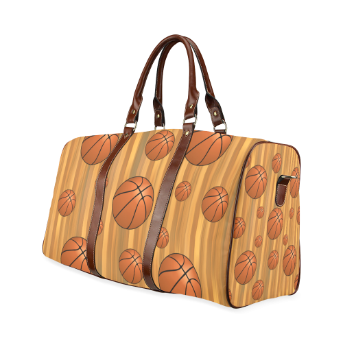 Basketballs with Wood Background Waterproof Travel Bag/Large (Model 1639)