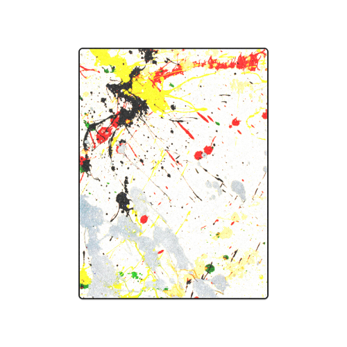 Yellow & Black Paint Splatter Blanket 50"x60"