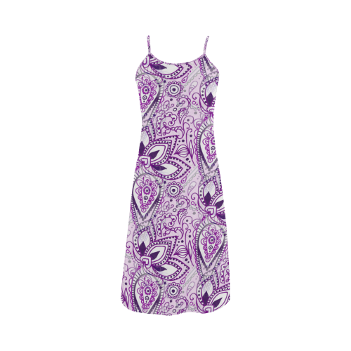 Purple Paisley Doodle Alcestis Slip Dress (Model D05)