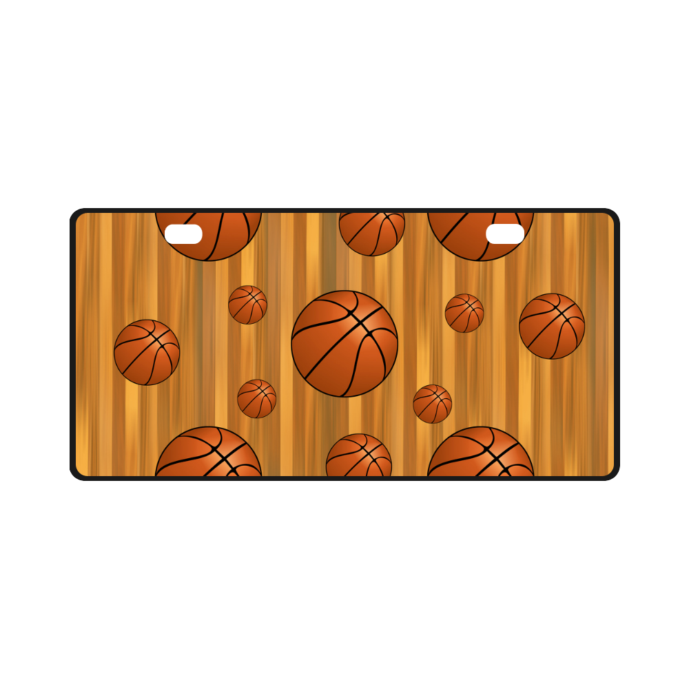 Basketballs with Wood Background License Plate