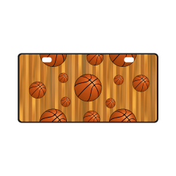 Basketballs with Wood Background License Plate