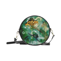 Turtle with jelly fsih Round Sling Bag (Model 1647)