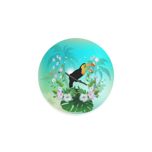 Cute toucan with flowers Round Coaster