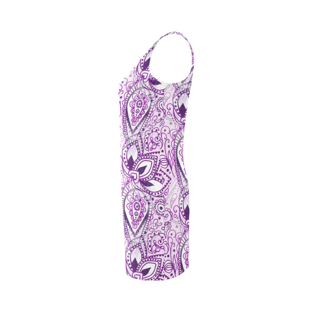 Purple Paisley Doodle Medea Vest Dress (Model D06)