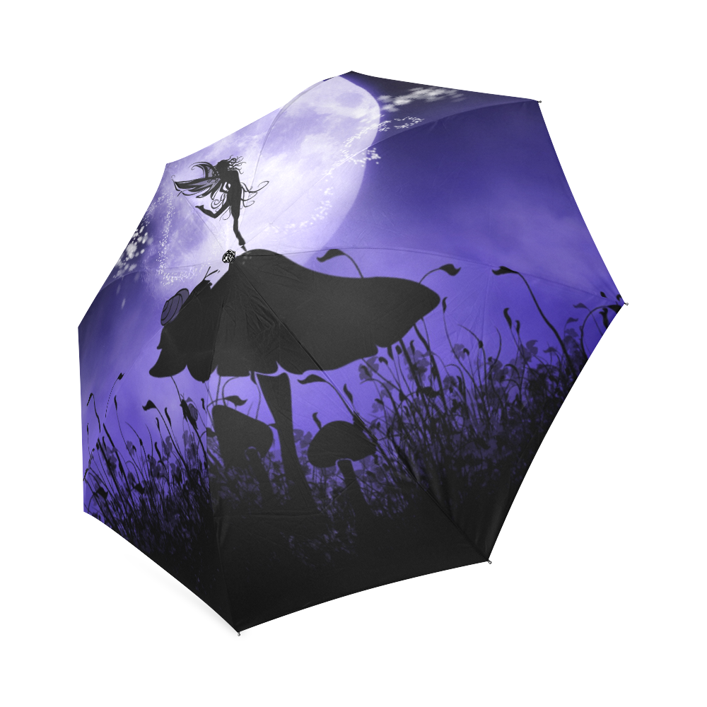 A beautiful fairy dancing on a mushroom silhouette Foldable Umbrella (Model U01)