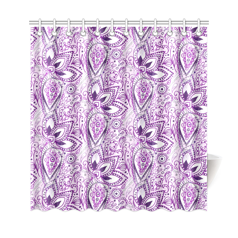 Purple Paisley Doodle Shower Curtain 69"x72"