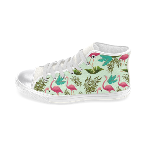 Pink Flamingos Exotic Birds Women's Classic High Top Canvas Shoes (Model 017)