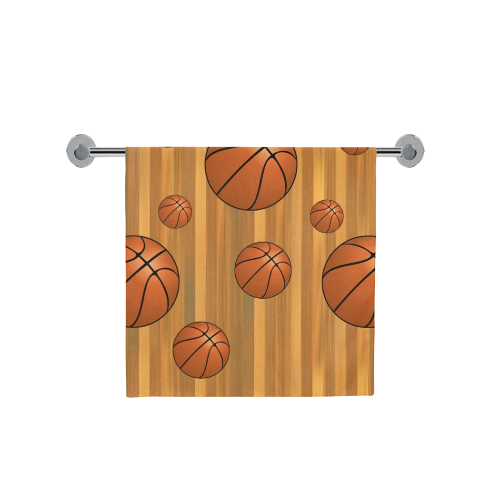 Basketballs with Wood Background Bath Towel 30"x56"