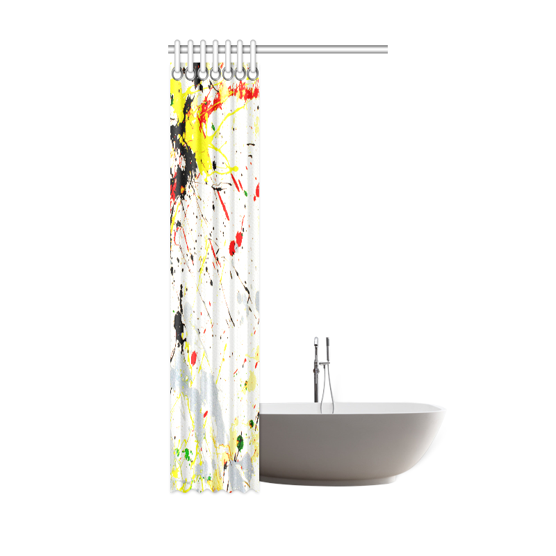 Yellow & Black Paint Splatter Shower Curtain 36"x72"