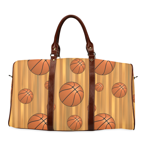 Basketballs with Wood Background Waterproof Travel Bag/Large (Model 1639)