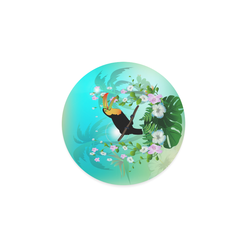 Cute toucan with flowers Round Coaster