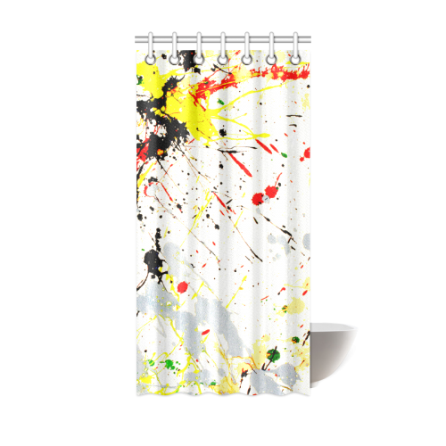 Yellow & Black Paint Splatter Shower Curtain 36"x72"