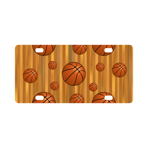 Basketballs with Wood Background Classic License Plate