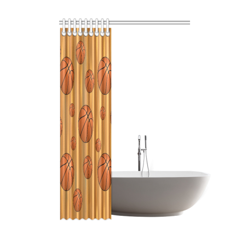 Basketballs with Wood Background Shower Curtain 48"x72"
