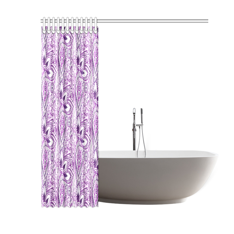 Purple Paisley Doodle Shower Curtain 60"x72"