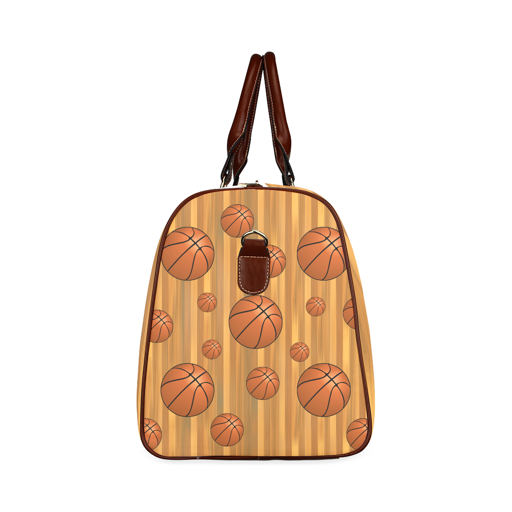 Basketballs with Wood Background Waterproof Travel Bag/Small (Model 1639)