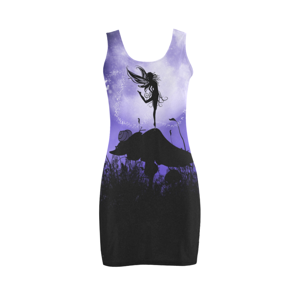 A beautiful fairy dancing on a mushroom silhouette Medea Vest Dress (Model D06)