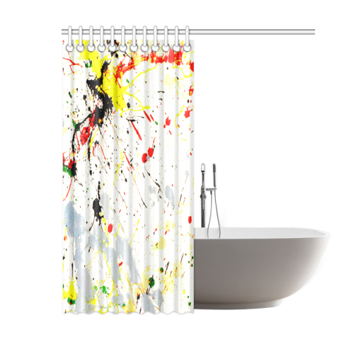 Yellow & Black Paint Splatter Shower Curtain 60"x72"