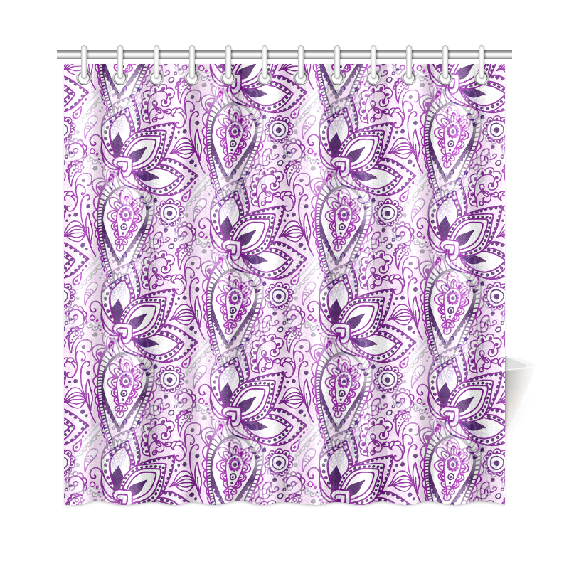 Purple Paisley Doodle Shower Curtain 72"x72"