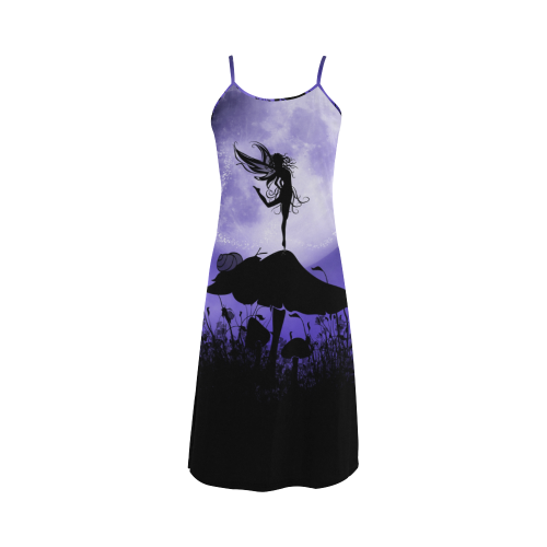 A beautiful fairy dancing on a mushroom silhouette Alcestis Slip Dress (Model D05)