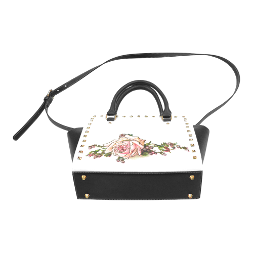 Vintage Rose Floral Rivet Shoulder Handbag (Model 1645)