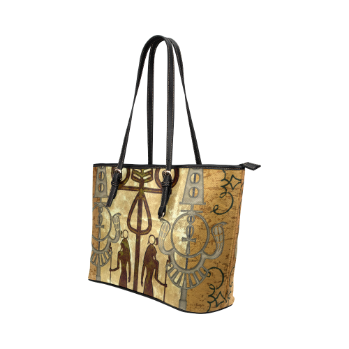 Egyptian sign Leather Tote Bag/Large (Model 1651)