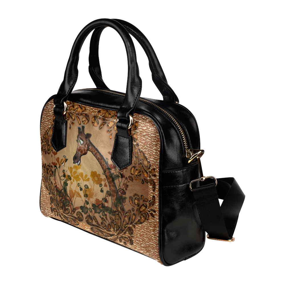 Sweet giraffe with bird Shoulder Handbag (Model 1634)