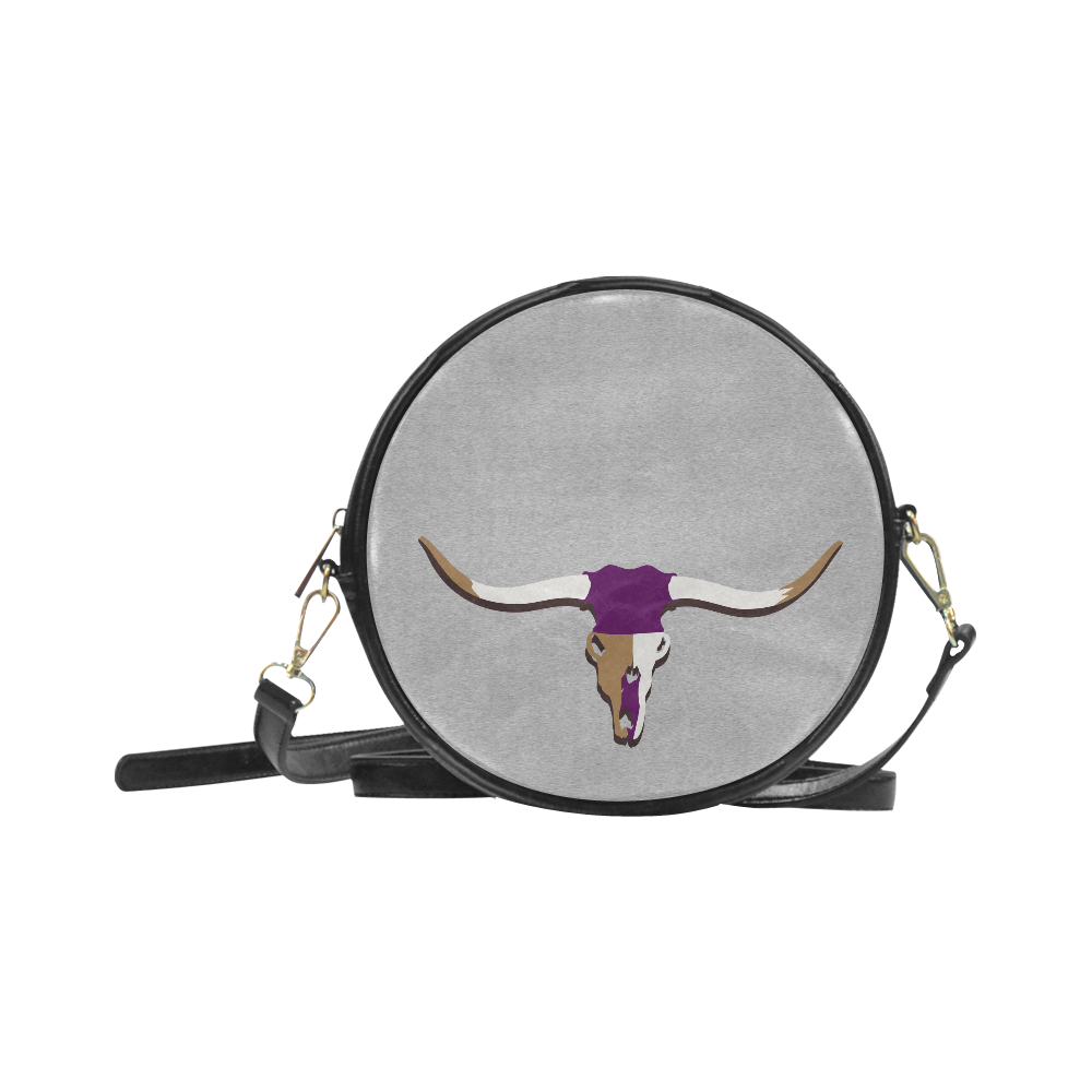 longhorn skuGrey random grain motion blur and a longhorn skull VAS2 Round Sling Bag (Model 1647)
