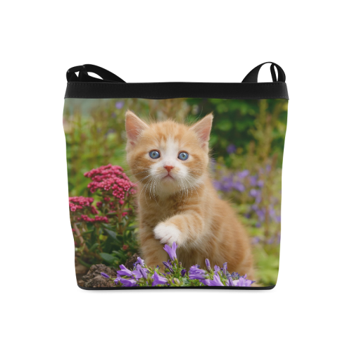 Cute Ginger Kitten Funny Baby Pet Animal in a Garden Photo for Cat Lovers Crossbody Bags (Model 1613)