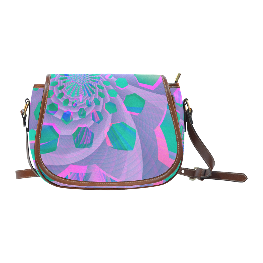 Colorful Surreal Abstract Saddle Bag/Small (Model 1649) Full Customization
