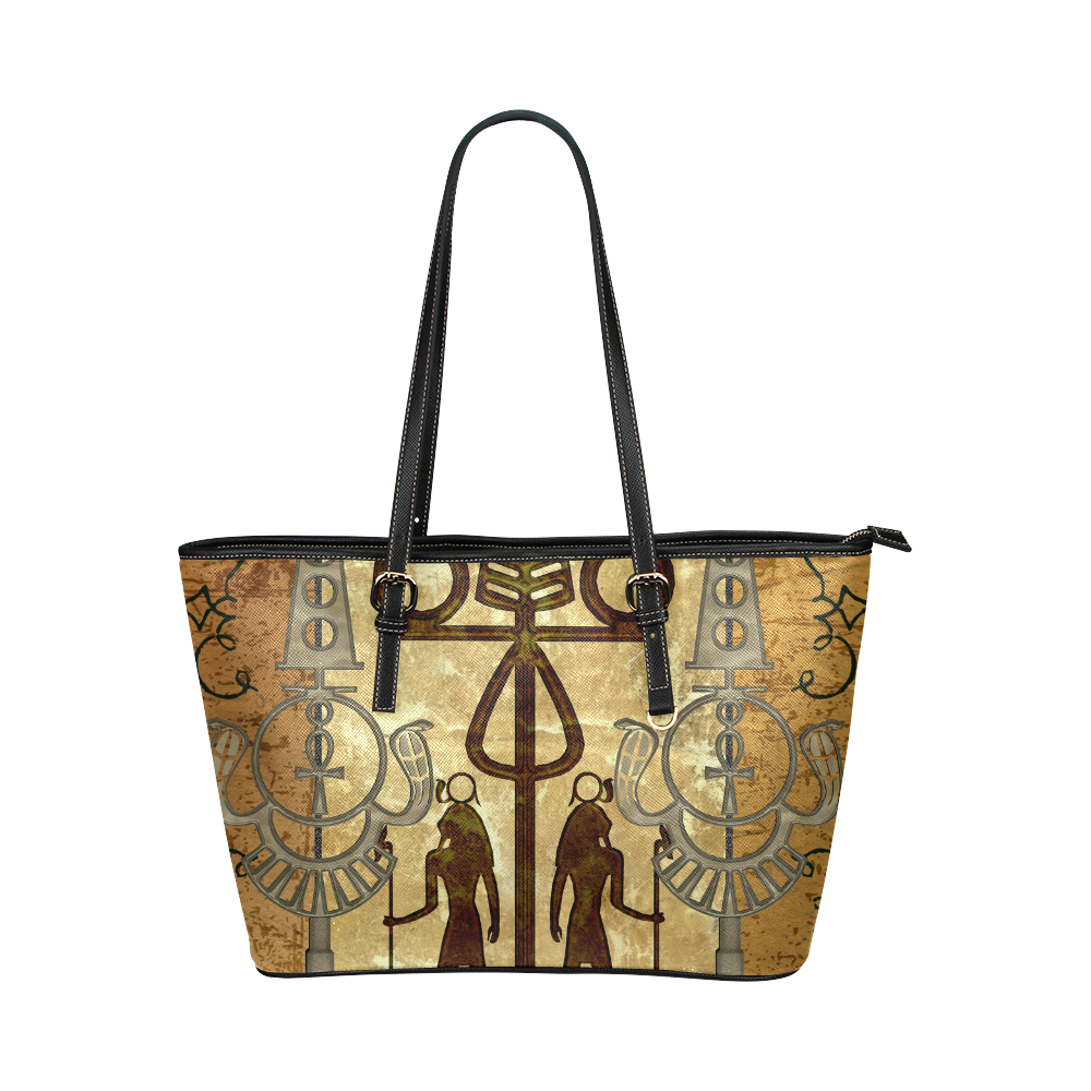 Egyptian sign Leather Tote Bag/Large (Model 1651)