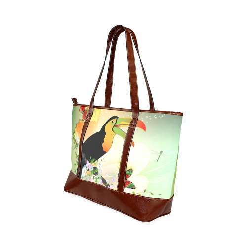 Funny toucan with flowers Tote Handbag (Model 1642)