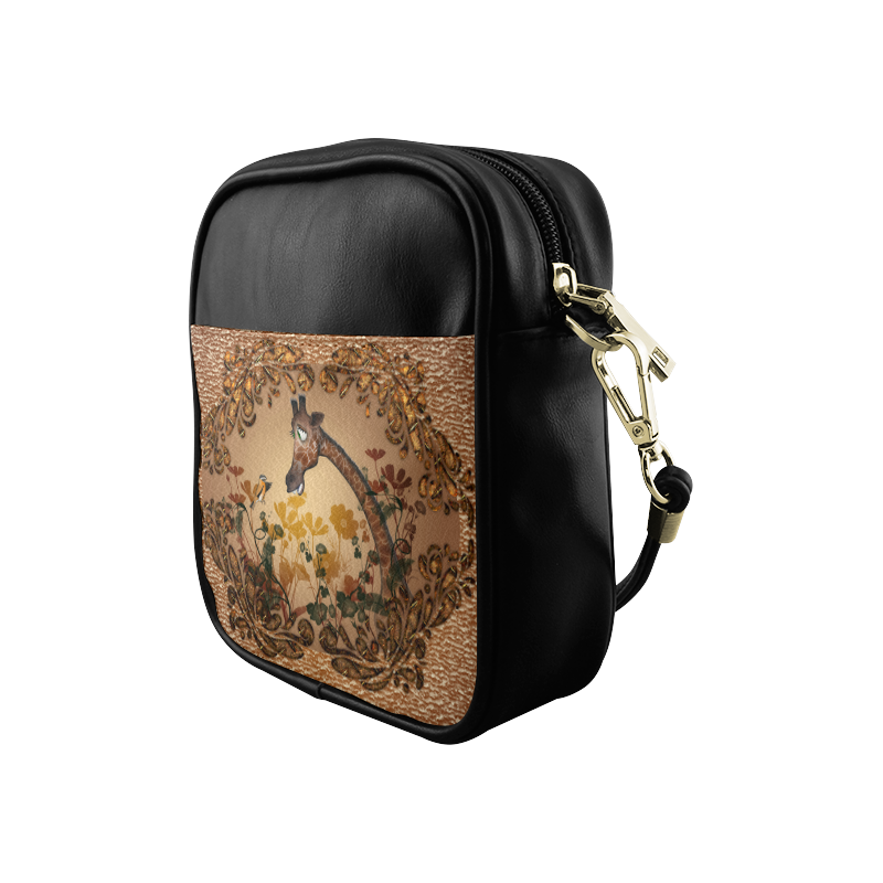 Sweet giraffe with bird Sling Bag (Model 1627)