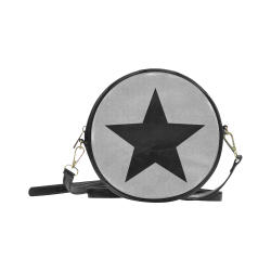 Grey random grain motion blur and a black star VAS2 Round Sling Bag (Model 1647)