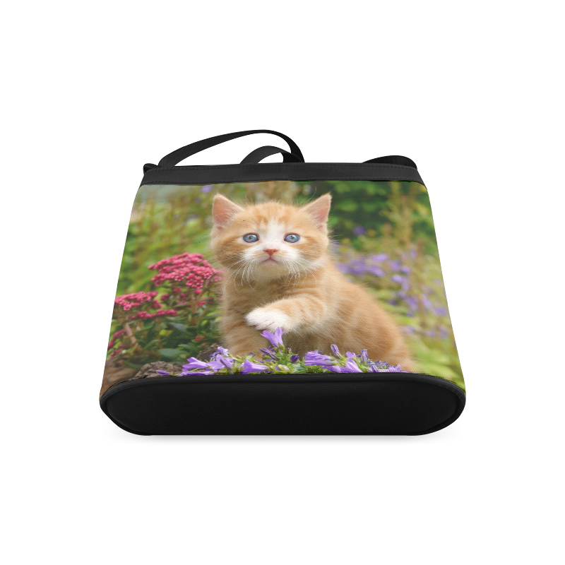 Cute Ginger Kitten Funny Baby Pet Animal in a Garden Photo for Cat Lovers Crossbody Bags (Model 1613)